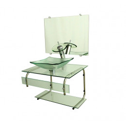 GABINETE DE VIDRO 45CM IT INOX COM CUBA QUADRADA - INCOLOR