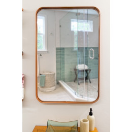 ESPELHO LUXO RETANGULAR RETRÔ 90X60CM BANHEIRO SALA QUARTO HALL MOLDURA ROSE GOLD