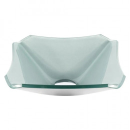 CUBA DE VIDRO QUADRADA CHANFRADA 34CM PRATA