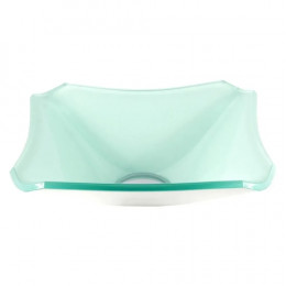 CUBA DE VIDRO QUADRADA CHANFRADA 34CM BRANCA