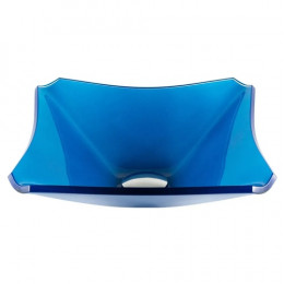 CUBA DE VIDRO QUADRADA CHANFRADA 34CM AZUL ESCURO