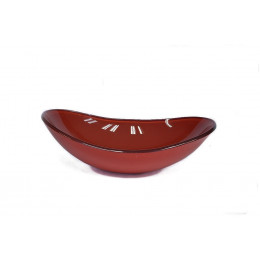 CUBA DE VIDRO OVAL 47CM VERMELHO CEREJA