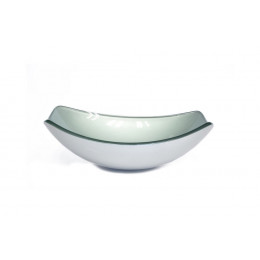 CUBA DE VIDRO OVAL CHANFRADA 46CM PRATA