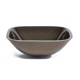 CUBA DE VIDRO QUADRADA 35CM MARROM