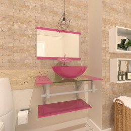 GABINETE DE VIDRO 80CM AC CUBA REDONDA ROSA