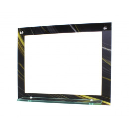 ESPELHO PARA BANHEIRO COM PRATELEIRA 50CM X 40CM MÁRMORE PRETO DOURADO