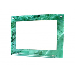 ESPELHO PARA BANHEIRO COM PRATELEIRA 60CM X 45CM MÁRMORE VERDE