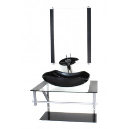 GABINETE DE VIDRO PARA BANHEIRO 60CM AC CUBA ABAULADA PRETO
