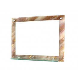 ESPELHO PARA BANHEIRO COM PRATELEIRA 50CM X 40CM MÁRMORE MARFIM